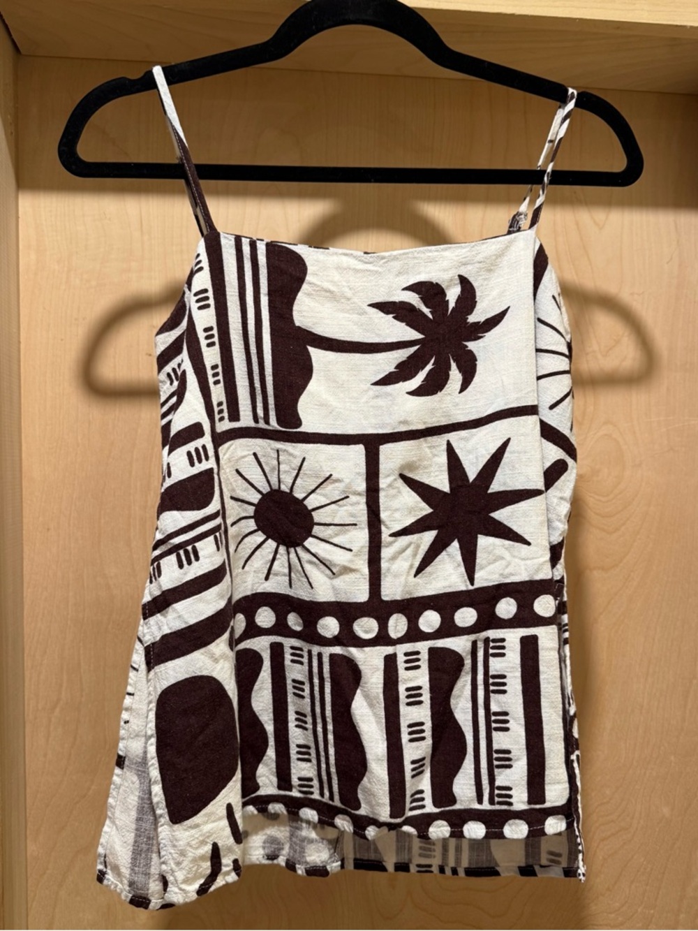 Paper Heart Brown & White Printed Spaghetti Strap Tank Top XSmall